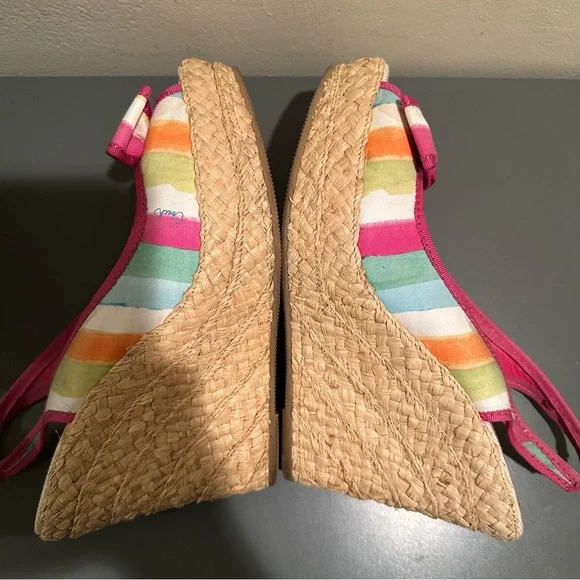 Coach Grace Watercolor straw wedge sandals multicolored Y2K Size 8.5 - Picture 6 of 11
